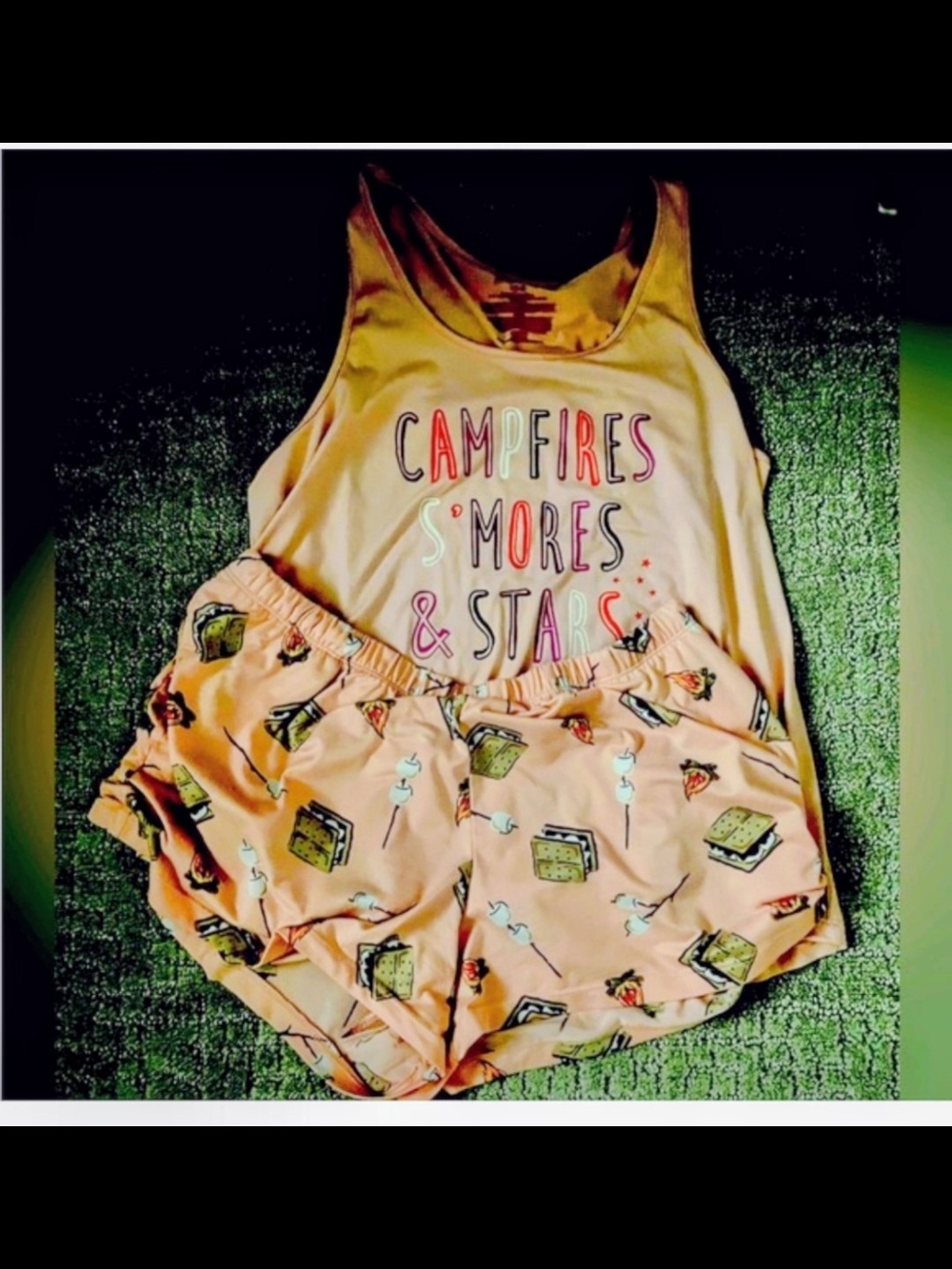 Women's Buttery Soft Campfires S'mores & Stars Orange Sherbet Pajamas Sleep Set